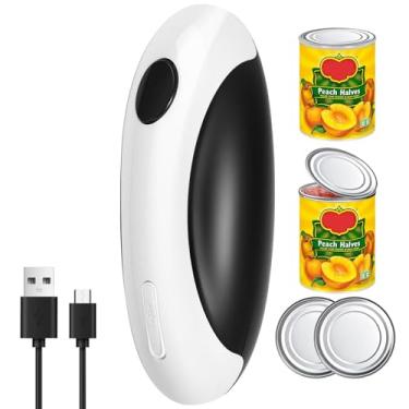 Imagem de Abridor de latas elétrico, abridor de latas elétrico para todos os tamanhos de latas, abridor de latas automático recarregável por USB com um toque para cozinha e idosos com artrite, chef, utensílios