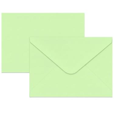 Imagem de Envelopes A7 Pacote com 100 envelopes verdes sálvia 5 x 7 V envelopes de convite com aba, perfeito para fotos de 12 x 18 cm, cartões 13 x 18 cm, convite, casamento, anúncios, chá de bebê - 13,3 cm x
