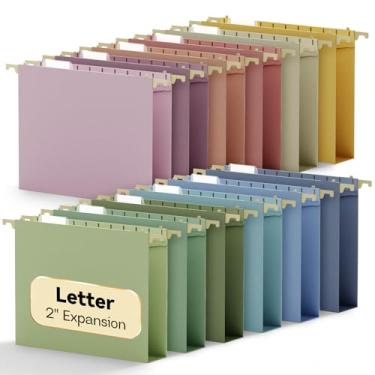 Imagem de NORDUN Pasta de arquivo de plástico com capacidade extra para pendurar, tamanho carta, pasta de arquivo expansível de 5 cm resistente com abas, pastas de armário de arquivo de trabalho reforçadas