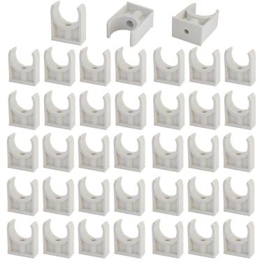Imagem de PDETVEO 50 peças de braçadeiras de suporte de tubo de PVC de 32 mm/1,26 polegadas, clipes de tubulação em forma de U para tubo de água, suporte de mangueira de plástico para encanamento e