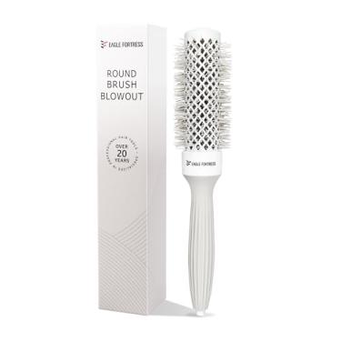 Imagem de Eagle Fortress Escova redonda para sopro, escova de cabelo de cerâmica térmica para secagem com cerdas iônicas para escovação profissional - cinza, 32 mm