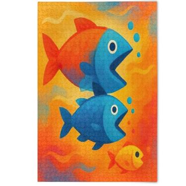 Imagem de Funny Fish Orange Blue Jigsaw Puzzles 500 Pieces for Adults Family Puzzle Lovers Gifts Art Hard Puzzles Aesthetic Scenery Floral Art, 500 Pieces, 20.5" x 14.9"