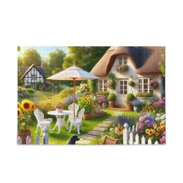 Imagem de 500-Piece Beautiful Garden Green Jigsaw Puzzle, Paper & Wood Composite Hard Puzzles for Adults with Storage Bag