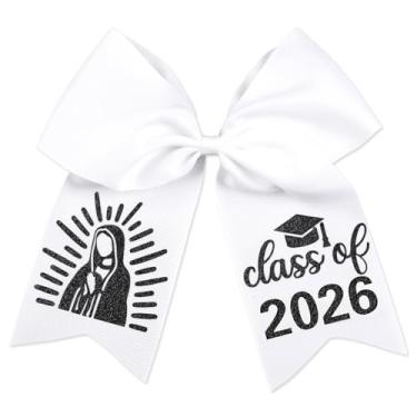 Imagem de Balterever Class of 2025 Graduation Bow Graduation Cap Bow Decorations White Our Lady of Guadalupe Graduation Bow for Cap Bow Graduation Decorations for Cap Class Of 2025 Decorations for Graduation