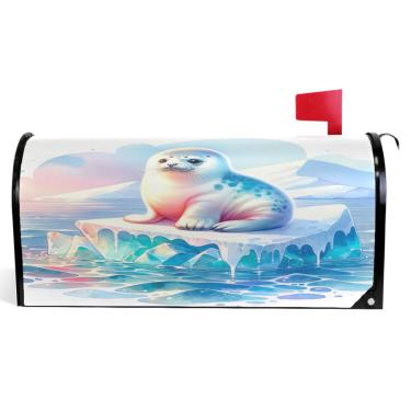 Imagem de TSENQUE Capas magnéticas decorativas para caixa de correio de vinil capa de caixa de correio com selo fofo animal polar decoração moderna caixa de correio tamanho grande 64,5 x 52,8 cm