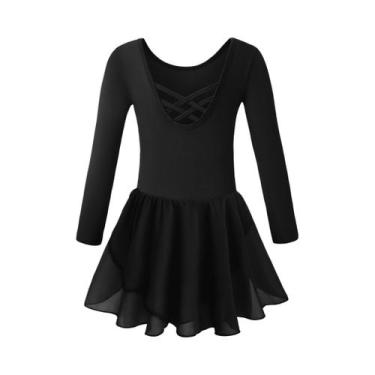 Imagem de Collant de manga comprida para meninas com saia vestido de dança infan