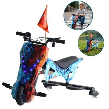 Imagem de Drift Moto Triciclo Elétrico 250W Ajuste Velocidade Chave Buzina Led Freio Azul Importway Bw387 Az