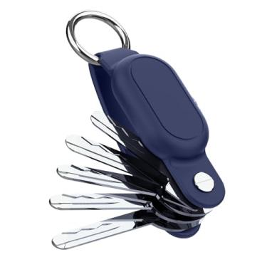 Imagem de Miimall Compatível com Samsung Galaxy SmartTag2, capa protetora de silicone para Galaxy SmartTag2 com chaveiro para chaves, carteira, bagagem, coleira de cachorro, azul