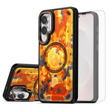Imagem de Asuwish Capa de celular magnética para Samsung Galaxy S25 Edge com protetor de tela de vidro temperado e suporte rígido de proteção de carregamento sem fio pintado S25Edge 25S S 25 25Edge feminino