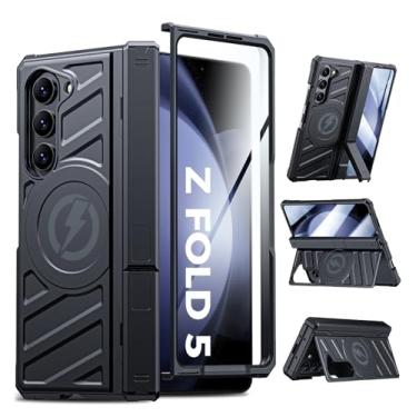 Imagem de LEIAU Capa magnética para Samsung Galaxy Z-Fold-5: capa de telefone resistente [compatível com MagSafe] [proteção de dobradiça] [suporte duplo] à prova de choque TPU + capa de PC para z fold 5 5G 2023