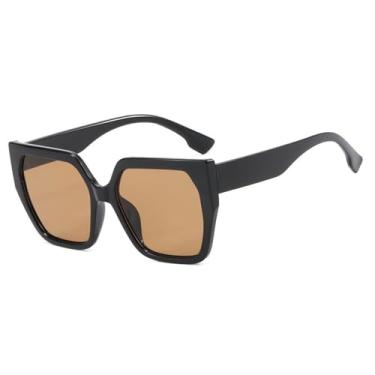 Imagem de Óculos de Sol Unissex Oversized com Estampa de Leopardo Degradê e Proteção UV400 para Esportes ao Ar Livre, Corrida e Ciclismo, Cor Chá Preto