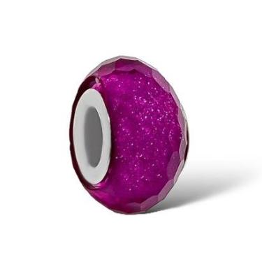 Imagem de Berloque Charm Murano Separador Rosa Glitter Banhado a Prata-Unissex