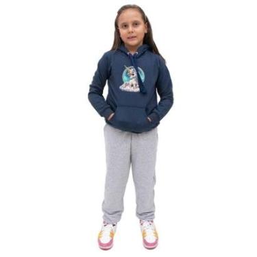 Imagem de Conjunto Infantil Longo Menina Blusa Manga Longa Estampa de Unicornio e Calça Moletom Confortavel-Feminino