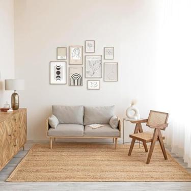 Imagem de SISOSU Tapete de área de juta para ambientes internos 1,5 m x 20,3 m - Tapete de fibra natural feito à mão para um estilo vintage ou boho - Material macio e durável, perfeito para sala de estar