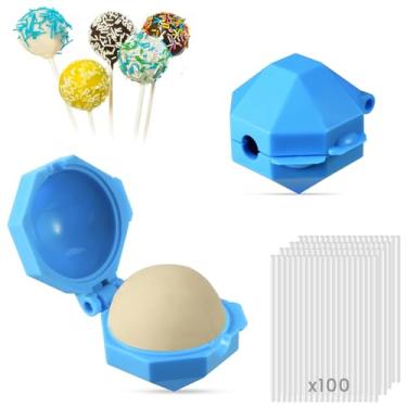Imagem de Veributifo 2 moldes redondos para bolo pop com 100 palitos, molde de bolo ABS, molde antiaderente para bolos perfeitos, máquina de sobremesa faça você mesmo para assar em casa, sobremesas de casamento