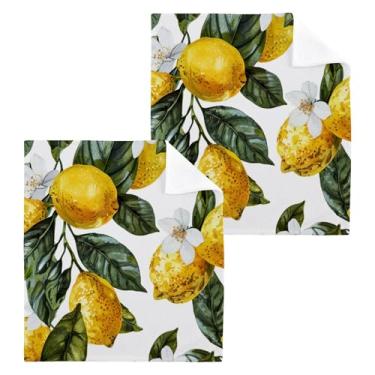 Imagem de xigua Toalhas de mão de algodão limoeiro, toalhas de banho multiusos e absorventes toalhas de rosto macias para a pele para banheiro, cozinha, hotel, academia, panos de lavagem, 4 unidades, 30 x 30 cm