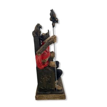 Imagem de Escultura Exu Caveira no trono Vermelha 36cm em resina - Lua Mistica