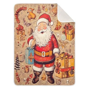 Imagem de Wassud Cobertor de bebê com estampa de Papai Noel em rabiscos para meninos e meninas, cobertor de bebê para recém-nascido, essencial para recém-nascidos, cobertores macios 76 x 101 cm
