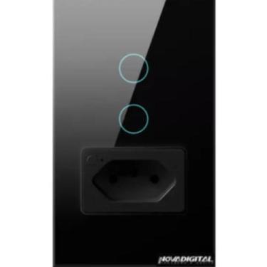 Imagem de Interruptor  Com Tomada Inteligente 2 Botões Touch Zigbee Novadigital 