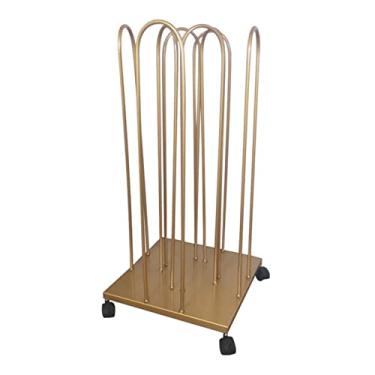 Imagem de 5sssallefaa Empilhador de cabide dourado vintage resistente com 4 rodízios, carrinho de armazenamento removível, suporte de armazenamento de cabide, 150 cabides para cabides ()