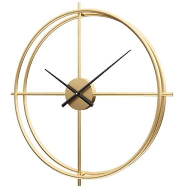 Imagem de Relógio de parede moderno de metal, relógio de parede silencioso 3D sem tique-taque, decoração de casa para sala de estar, quarto, escritório, relógios de parede para sala de estar (cor: Siyah