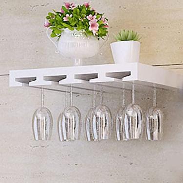 Imagem de Prateleira de parede cremalheira criativa de madeira maciça para copos de vinho, rack de armazenamento de cabeça para baixo para restaurante e bar, suporte de vinho de parede que pode suportar 15 kg