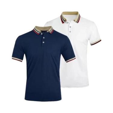 Imagem de Camisa Polo Masculina De Verão 2PCS Respirável Casual Para Escritório 