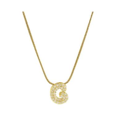 Imagem de Colar Feminino Banhado a Ouro Com Letra Inicial, Pingentes De Zircônia