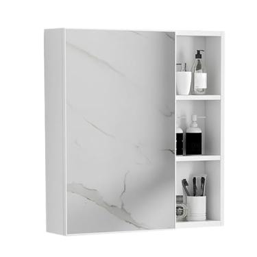 Imagem de Armário de banheiro inteligente montado na parede com espelho, organizador de armário de remédios de liga de alumínio para quarto e sala de estar, azul 40 x 11 x 65 cm