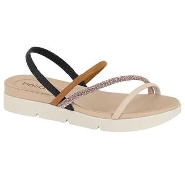 Imagem de Sandália Feminina Beira Rio Papete Conforto Pedraria Bege 33