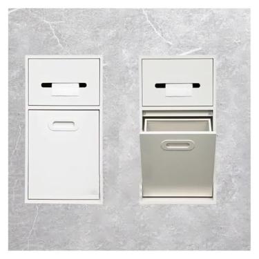 Imagem de Nicho de chuveiro de aço inoxidável, armazenamento de banheiro à prova d'água para artigos de higiene e xampu, suporte de papel higiênico embutido, design branco moderno (50 x 20 x 14 cm)