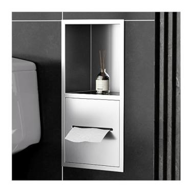 Imagem de Prateleira de parede de nicho de chuveiro de aço inoxidável - Armazenamento impermeável para banheiro, cozinha e quarto - Organizador embutido para xampu, artigos de higiene pessoal e papel higiênico