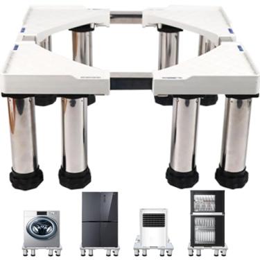 Imagem de Base de suporte de arruela 28 de largura universal 30 pés fortes pedestal para máquina de lavar secadoras geladeira suporte universal base de suporte, branco 8 pés-10 cm
