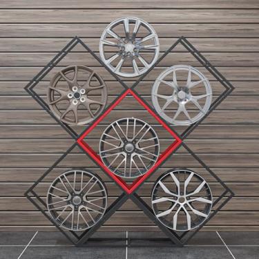 Imagem de Suporte de exibição empilhável para pneu - Prateleiras de garagem para rodas de carro, organizador de pneus de 5 quadros, suporte de armazenamento de vários pneus, solução de armazenamento de cubo de