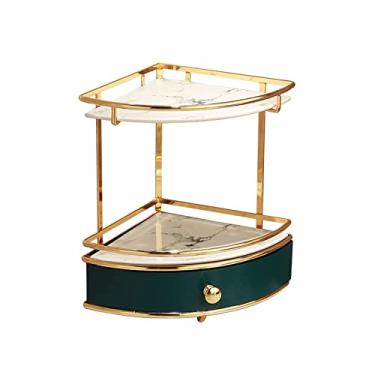 Imagem de Prateleira de canto de 2 andares, organizador de cozinha, armário de banheiro, maquiagem, cosméticos, bancada organizadora e armazenamento sob a pia, bandejas de perfume para cômoda