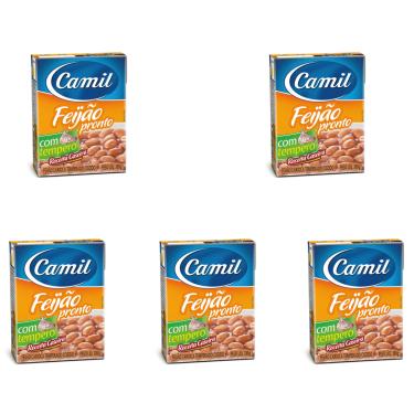Imagem de Feijão Carioca Pronto Com Tempero Camil Caixa 380g Kit Com 5