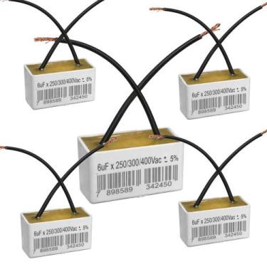 Imagem de Kit 5 capacitor 2 fios quadrado 6uf x 250 400v tri - TRIO