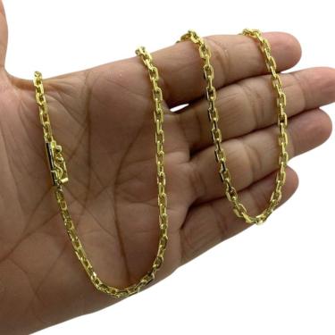 Imagem de Corrente Cadeado 3Mm Luxo Fecho Canhão Banhado A Ouro 18K