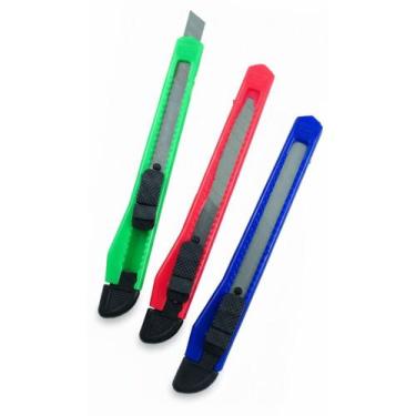 Imagem de Estilete 9mm Lâmina de Metal Cabo Plástico com Trava Sortido - First B