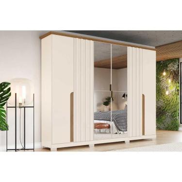 Imagem de Guarda Roupa Casal 6 Portas E 6 Gavetas Napoli Off White/nature - Henn