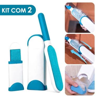 Imagem de Kit Removedor de Pelos Pets Escova Dupla Face Auto-Limpante