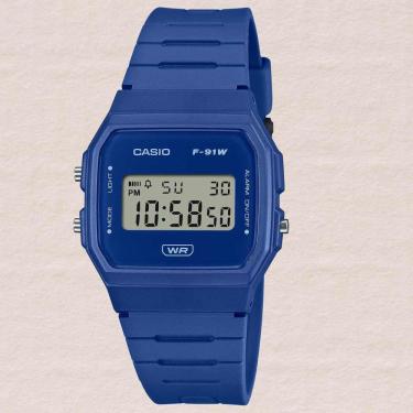 Imagem de Relógio Digital Casio F-91 Unissex Resina Casual Ultrafino Leve Clássico Resistente À Á...