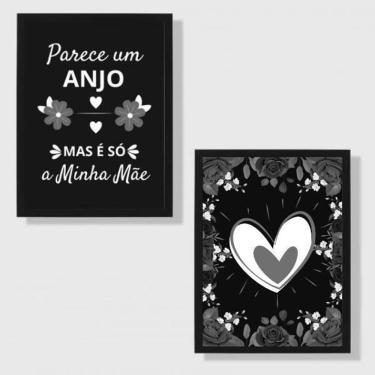 Imagem de Quadros Decorativos Mãe Anjo 45x34cm - Vidro e Moldura Preta