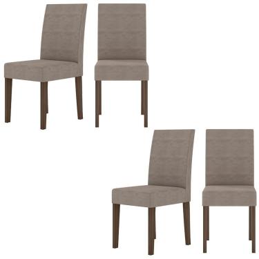 Imagem de Kit De 4 Cadeiras Josi Com Tecido Em Suede Amendoa/capuccino