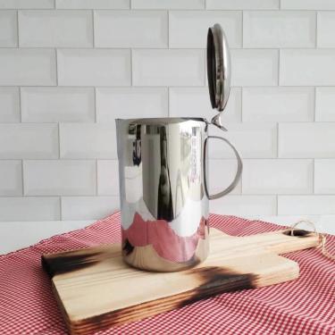 Imagem de Bule Aço Inox Com Alça Tampa Grande 1,2 Litros Leite Café Fervedor Leiteira Chá água Jarra Serviço