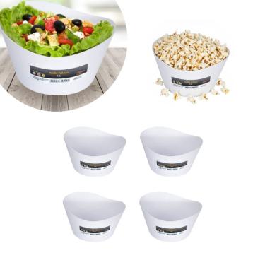 Imagem de Kit Com 4 Potes Vasilha Multiuso 3,5l Grande Plástico Branco