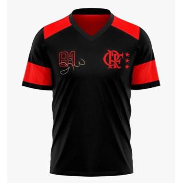 Imagem de Camisa Flamengo Masculina Zico 81 Preta Oficial Licenciada, Preto, 2gg