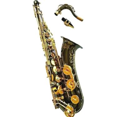 Imagem de Saxofone de níquel preto Saxofone B plana de tenor play tocando profissionalmente, bolsa b