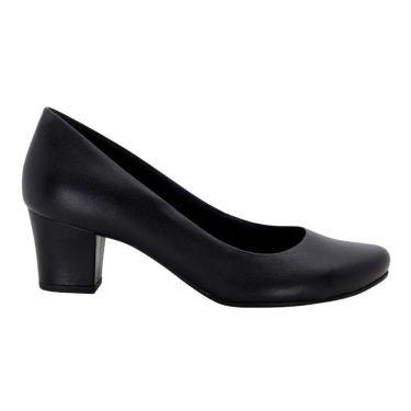 Imagem de Sapato Usaflex Q6692 Feminino Preto em couro bico redondo casual