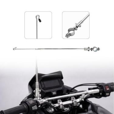 Imagem de Antena Retrátil Corta-Pipa para Guidão de Moto Cromado 6 Estágios Recl